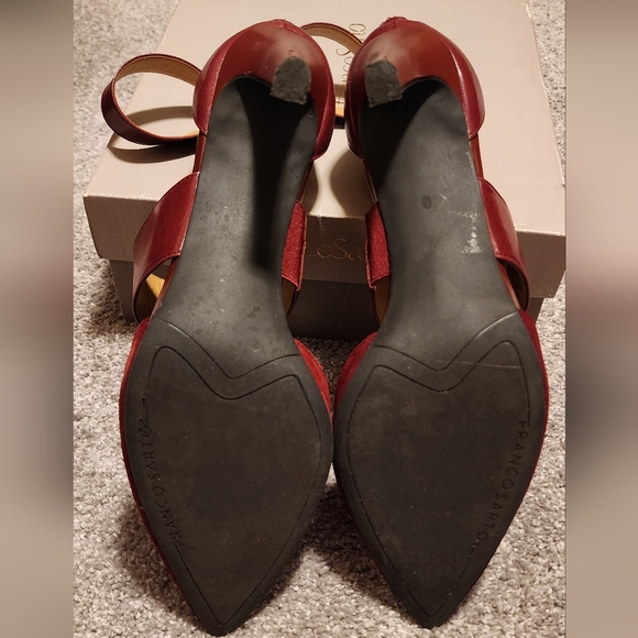 Franco Sarto burgundy leather wide strapy pumps, sz: 9.5 "Alysia" - Picture 12 of 14